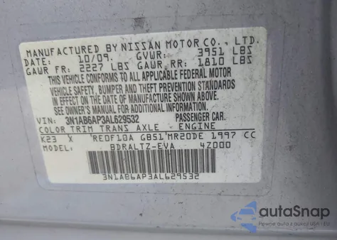 2010 Nissan Sentra 2.0S from USA, damaged, VIN 3N1AB6AP3AL629532